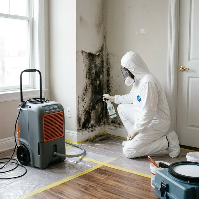 Fachgerechte Behandlung von Schimmelbefall an einer Wandecke